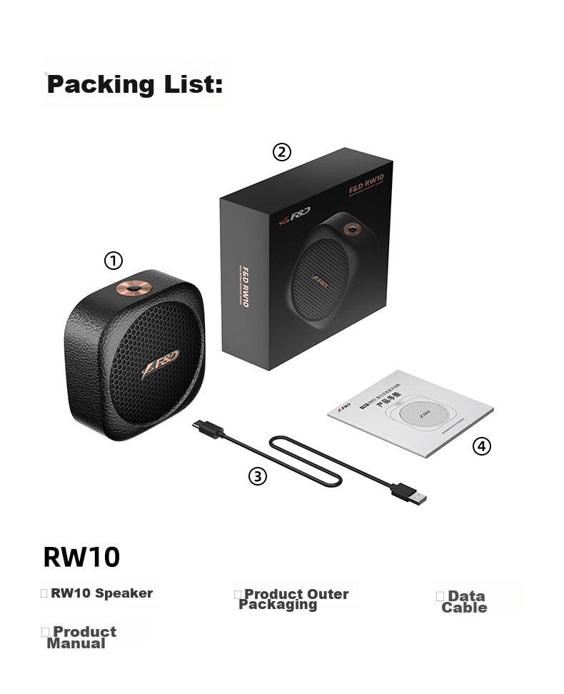 F&D RW10 Retro Outdoor Portable Bluetooth Speaker, IPX5 Waterproof, TWS Connectivity, Long Battery Life, for Camping, Hiking, Cycling, Small Speaker with Subwoofer 12