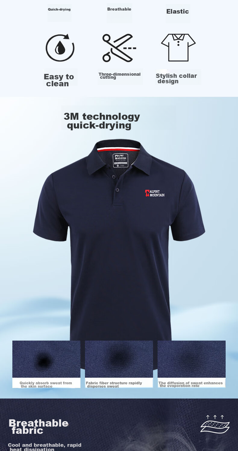 ALPINT MOUNTAIN Er'mengdu 3M Technology Quick-Dry Polo Shirt for Women, Summer Sports Outdoor Short-Sleeve Collared T-Shirt, Breathable Casual 2
