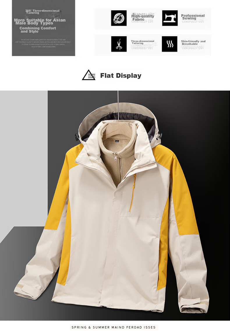 JEEP SPIRIT Men's Windbreaker Jacket for Spring, Autumn And Winter Three-In Outdoor Sports Coat Black And White Color Size L 11