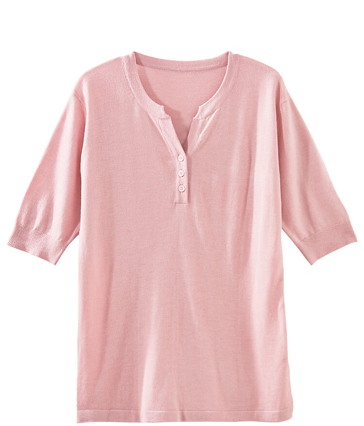 Dme [Baohe Milk Cheese] Spring And Summer Semi-Open Collar Sweater with Wool, Five-Quarter Sleeve, Petite Knit Top for Wome 26