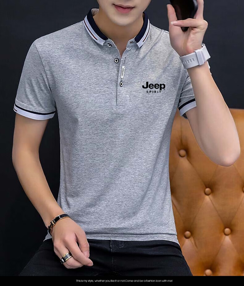 JEEP SPIRIT Men's Short-Sleeve T-Shirt, Summer Polo Shirt, Half-Sleeve, Turn-Down Collar, Business Casual, Slim Fit, White, XL 9