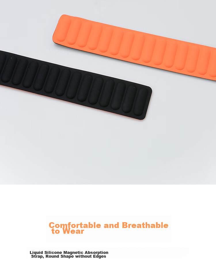ESCASE Apple Watch Band Compatible with Apple Watch Series 11 49mm, Magnetic Liquid Silicone Strap, Skin-Friendly Breathable Lightweight Design, Orange 5
