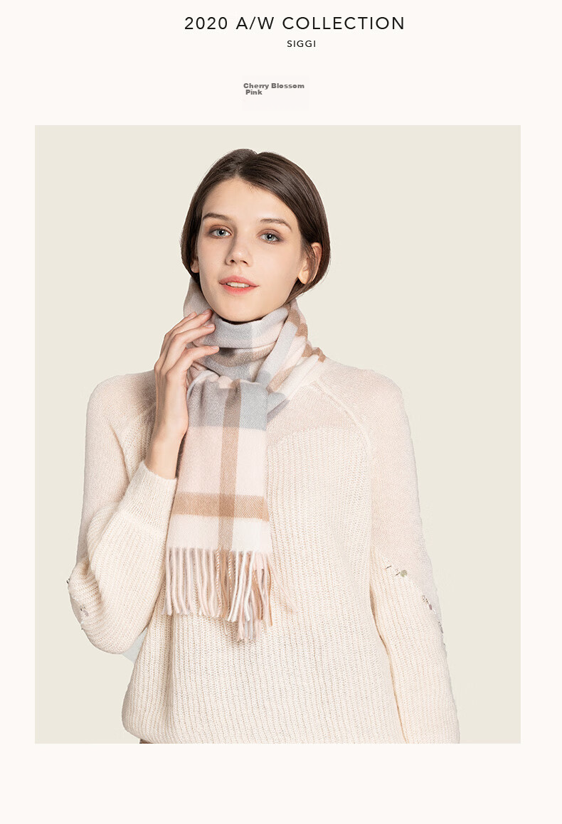 Siggi [Gift Box] Pure Cashmere Scarf for Women, Autumn And Winter British Plaid Shawl, Warm Neck Wrap, Mid-Autumn Festival And New Year Gift 8