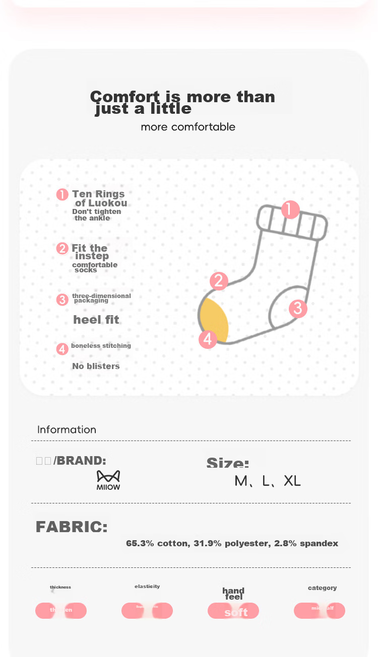MiiOW Children's Socks, Girls' Socks, Autumn And Winter, Cute Baby Girl Socks for Older Children, Cotton Mid-Calf Socks, Colorful Rabbit Design, Size L 8