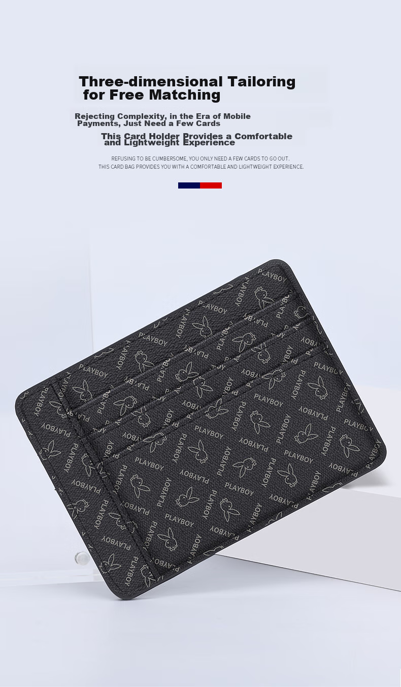 PLAYBOY Card Holder, Portable Men's Card Case, Coin Purse for Women, Slim Business Card Holder, ID Card Wallet, Multi-Slot Bank Card Holder 5
