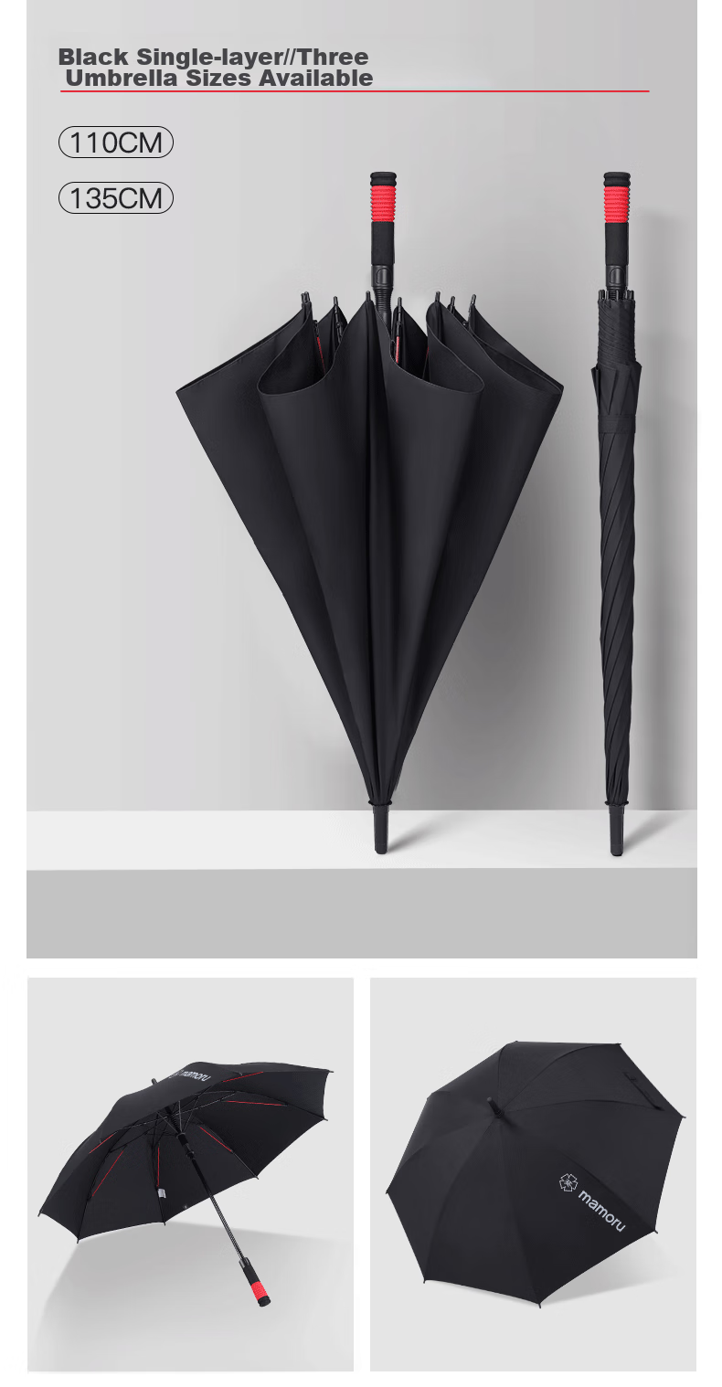 MAMORU Straight Handle Thick Umbrella, Large Size Windproof Automatic Umbrella for Men, Business Use, Black, 135cm 13
