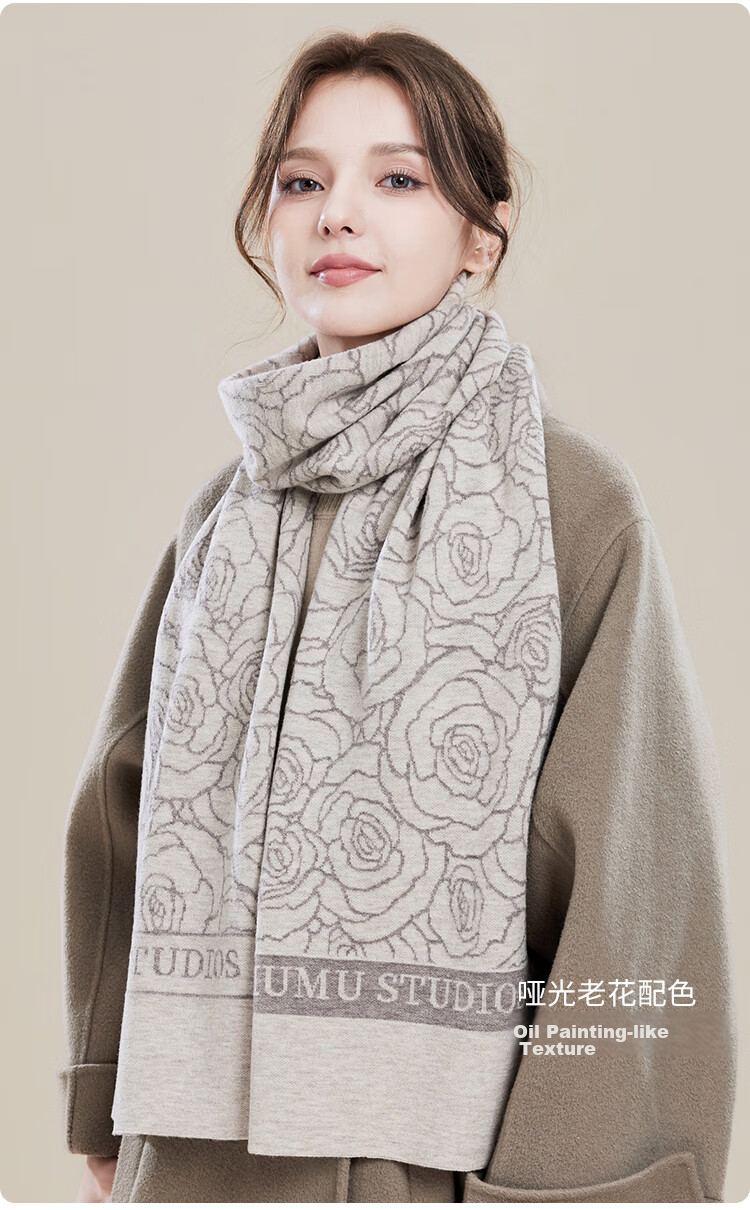 JIUMU Wool Scarf for Women, Autumn And Winter Neck Warmer, Warm Shawl, Gift for Girls Or Mothers, Mid-Autumn Festival Birthday Gift, Gift Box Set 5