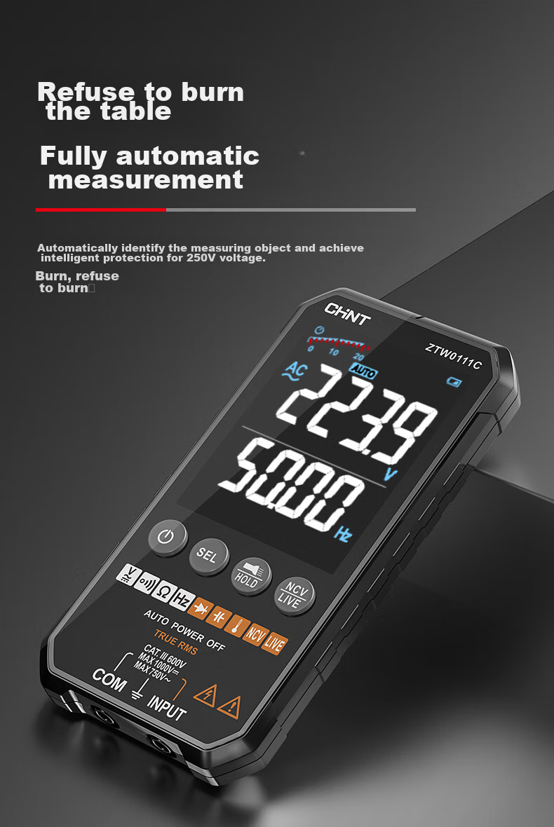 CHNT Ultra-Thin Multimeter, Digital High-Precision Fully Automatic Portable Electrician's Universal Meter, Large Screen Color Display 11