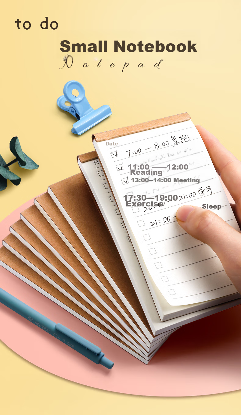 Jinzhi 8-Pack Tear-Off Sticky Notes, 400 Sheets, Memo Pad, Planner, Portable Notebook, Vocabulary Book, To-Do List, Daily Task Organizer, Convenient Notebook, Checklist 1
