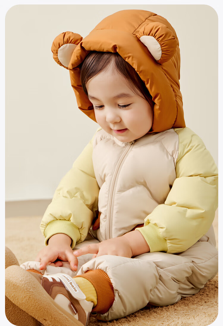 Minibala Newborn Baby down Jacket Onesie, Outdoor Wear for Boys And Girls, White Duck down Winter Coat 11