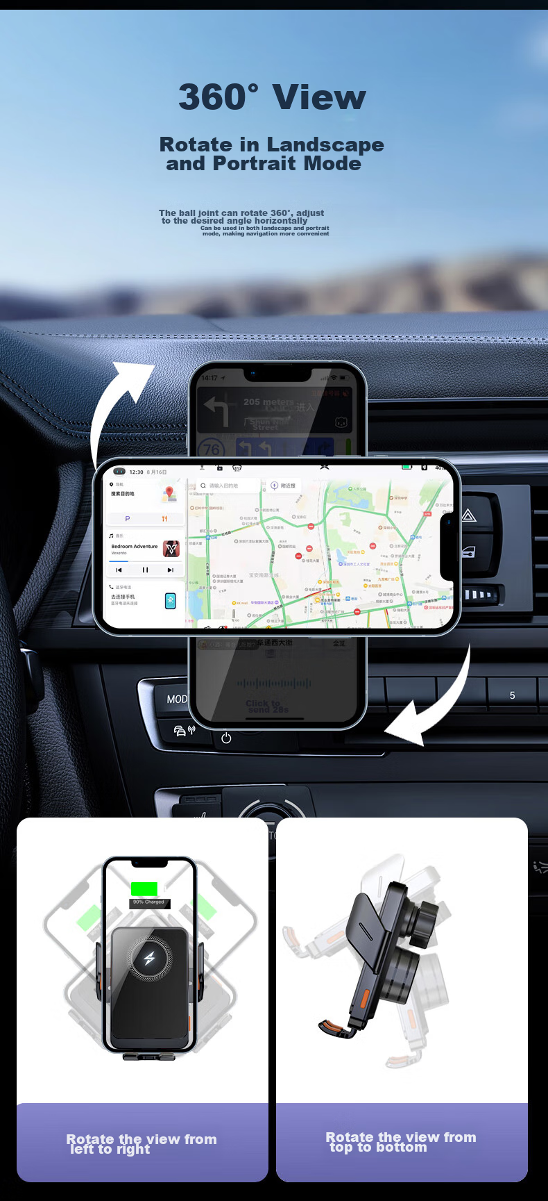 Feimiao, Specially Designed for Audi Car Phone Mounts, New Q5L A4L A5, Wireless Charging Screen Model, Navigation Mount 12