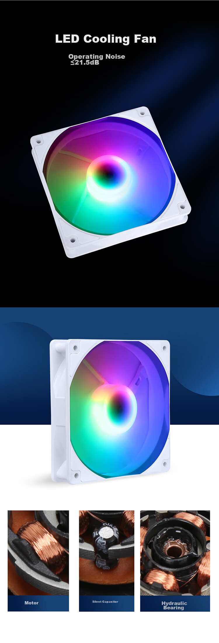 SAMA Ice Crystal 2S Snow Edition 12cm Case Cooling Fan (Tri-Color Fixed RGB Lighting, Axial Illumination, Large 4D Connector for daisy-Chaining, Hydraulic Bearing, Plug-And) 3