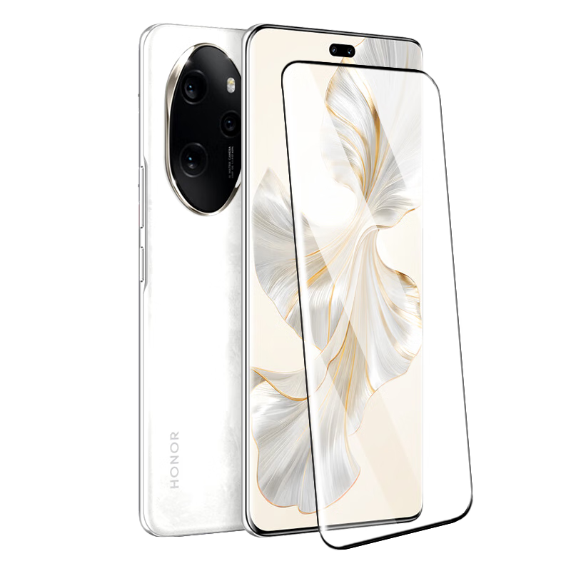Smorss Honor 100Pro Full Adhesive Tempered Glass Screen Protector, Honor 100pro Phone Film Protective Cover, Curved Full Adhesive Full Screen Coverage, Medium Aluminum Glass Ultra-Thin High-Definition Anti-Drop Fingerprint Resistant