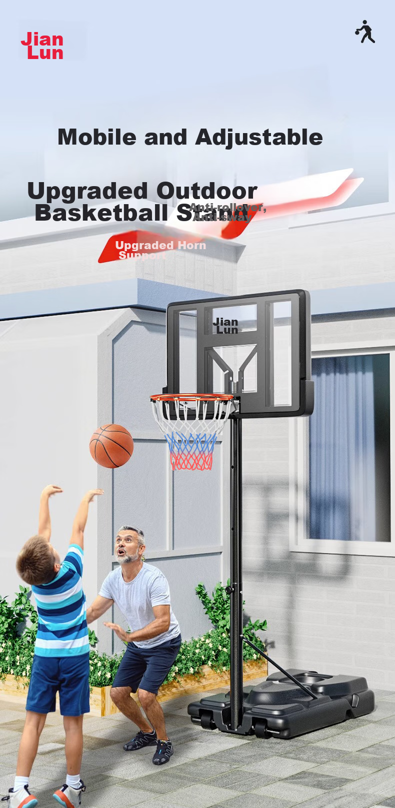 JEEANLEAN Youth And Adult Mobile Adjustable Basketball Hoop, Indoor Basketball Rim for Childre 2