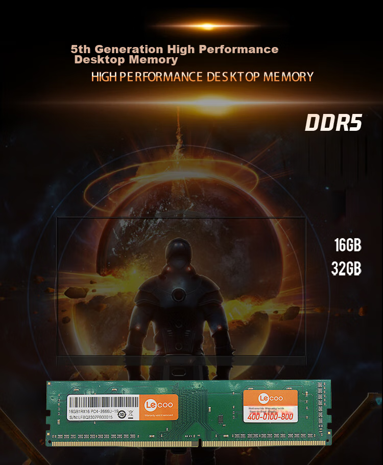 Lecoo DDR5 16GB 6400 Desktop Memory Cool Play Series AI Computer Accessories Large Model Hardware 1