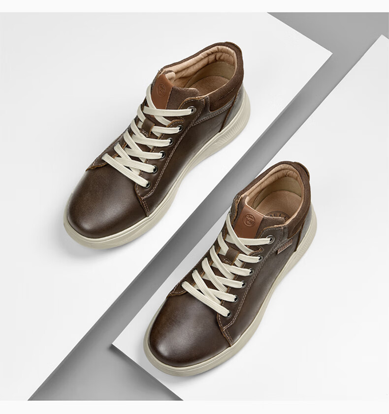 MELLEN Fashion Simple Martin Boots British Style Leather Short Boots Men's Trendy Shoes MYD67635 Brown Size 42 3