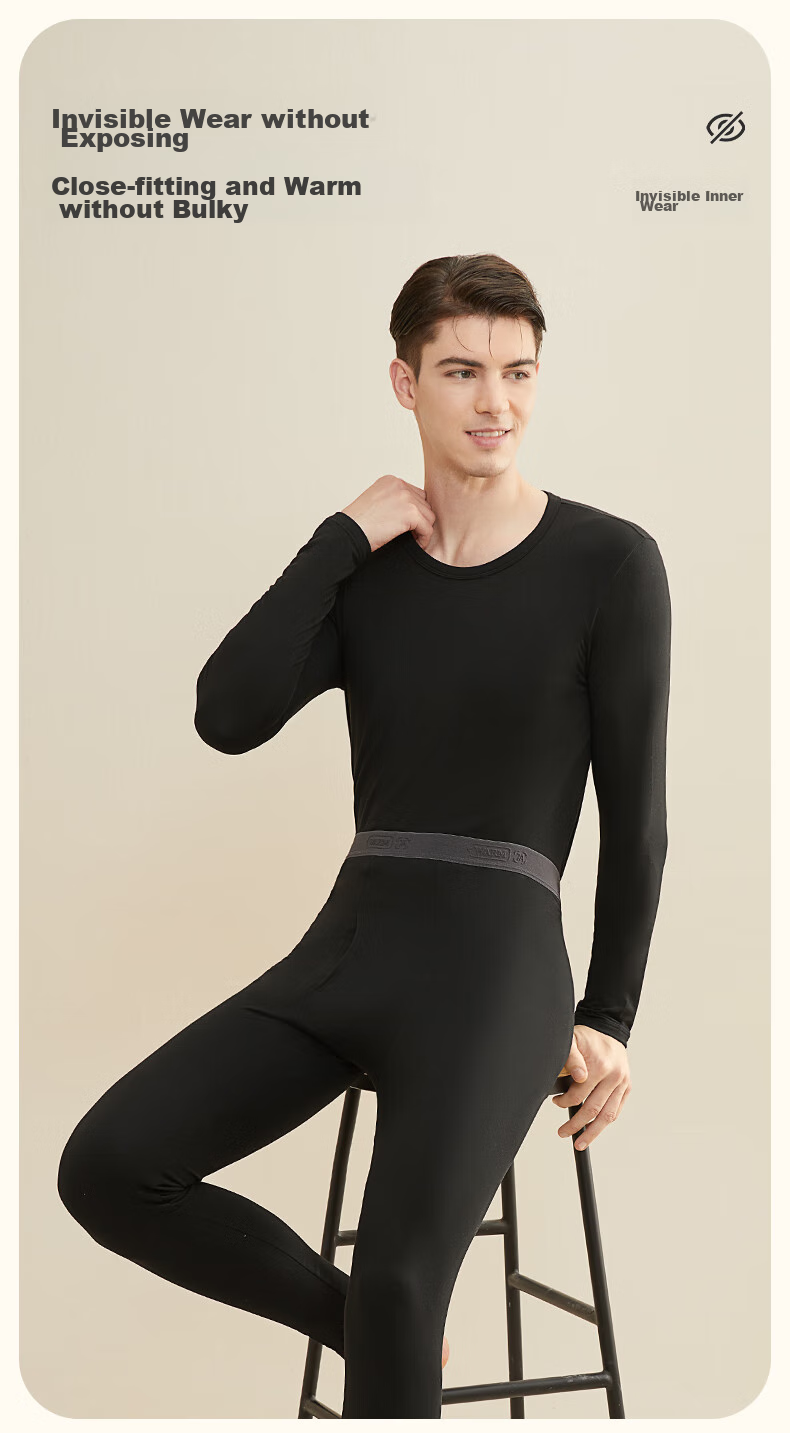 MiiOW 2025 New Thermal Underwear for Men, Coconut Oil Moisturizing, 7A Antibacterial, Heat-Generating, Lightweight, Autumn Undershirt And Pants Set 12