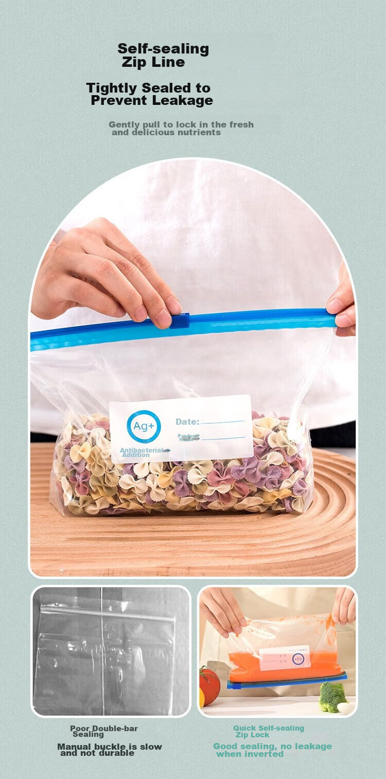 KATEI STORY Japanese Aluminum Foil Food Storage Bags Fresh-Keeping Sealed Bags Food Grade Household Refrigerator Freezer Meat Preservation Bags 11