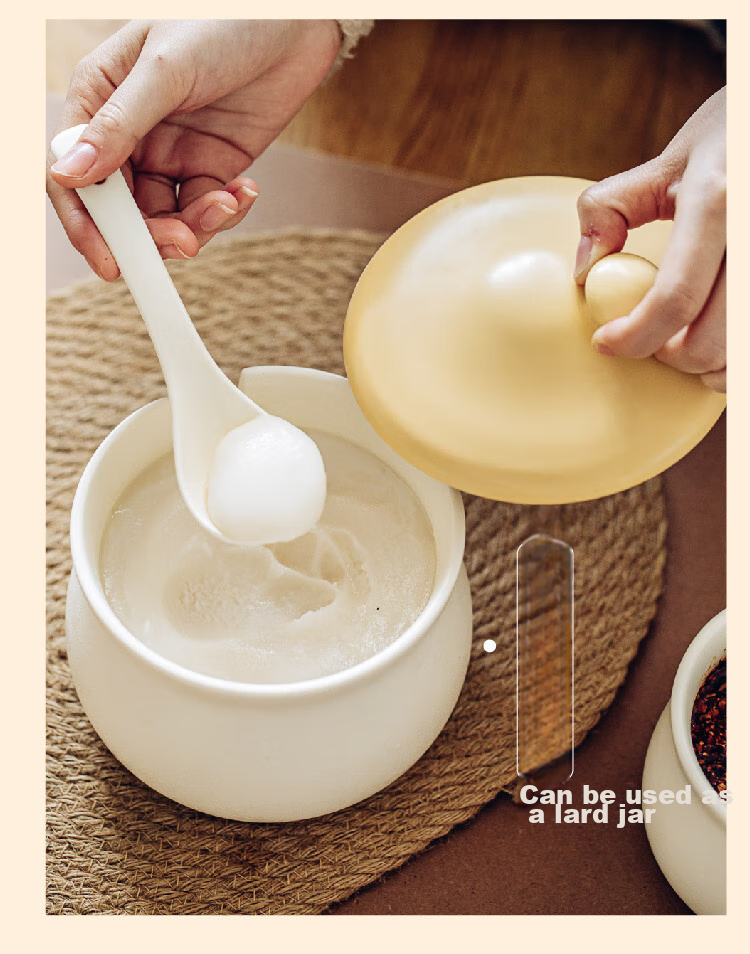 Shuke Ceramic Lard Jar, Heat-Resistant, for Storing Chili Oil And Spices, Food-Grade 6