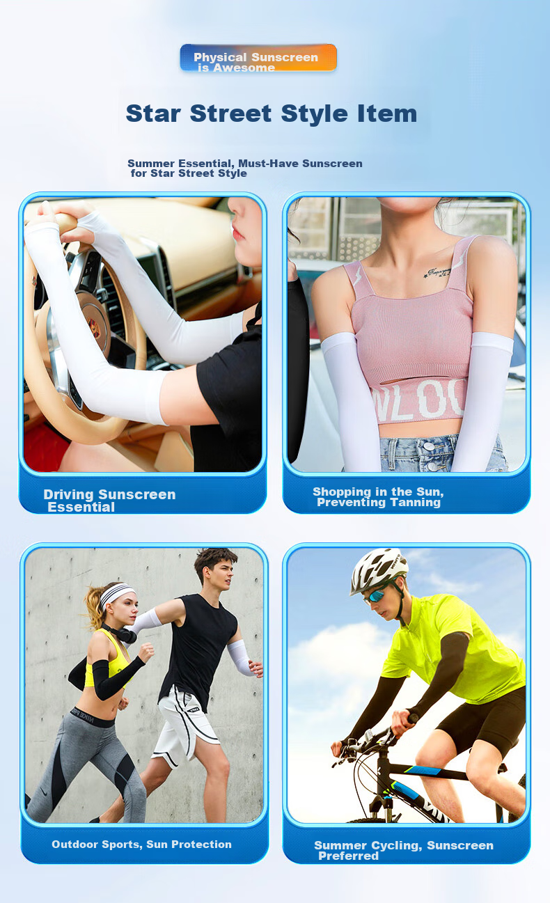 XTEP Ice Silk Arm Sleeves for Men And Women, Sun Protection Long Thin Gray Arm Covers for Summer Driving, Outdoor Sports, Cycling, UV Protectio 17