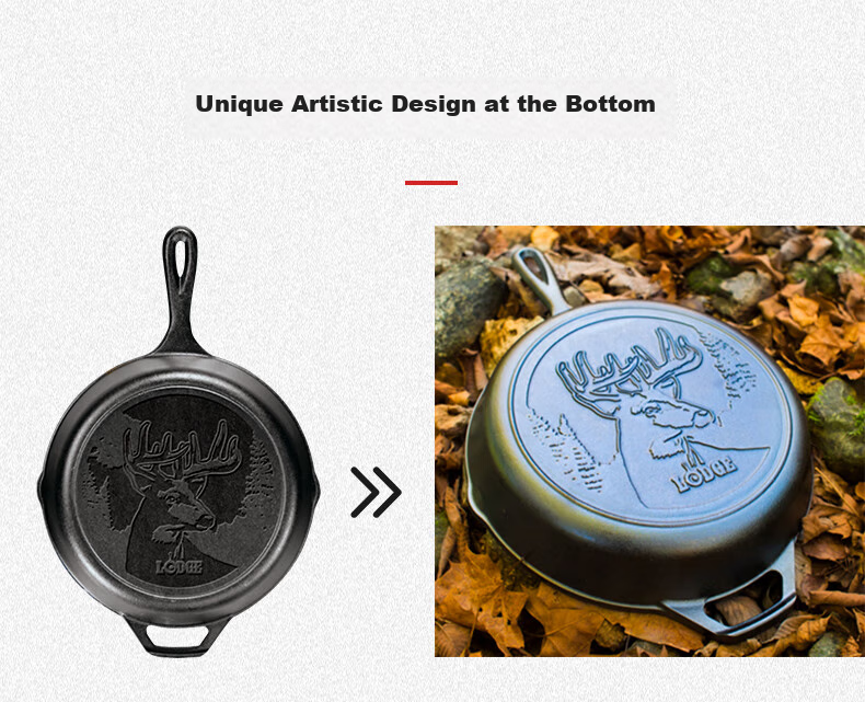 LODGE [Imported from USA], 26CM Flat Bottom Cast Iron Pan, Deer Pattern Commemorative Edition L8SKWLDR 9