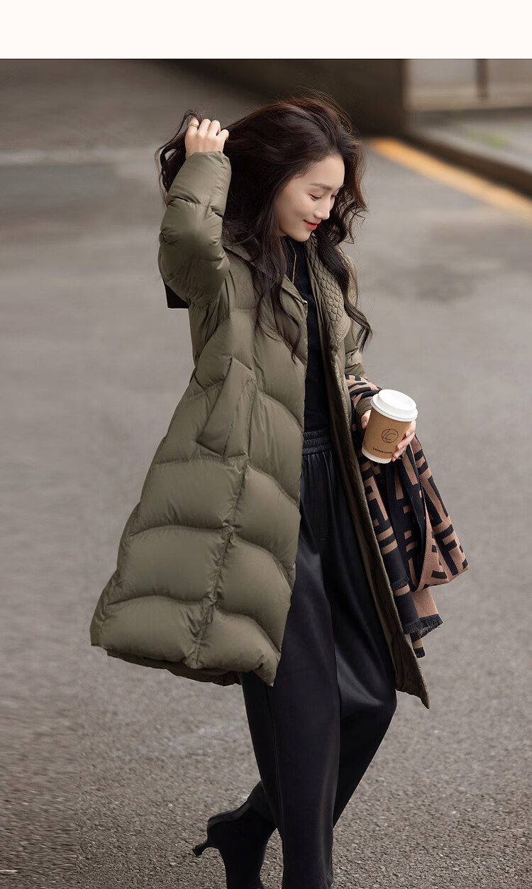 Dme [400T Spring Yarn] Winter Lightweight 90% Duck Down, Large Lapel, Wrinkle-Resistant, Adjustable Waist, Women's down Jacket 15