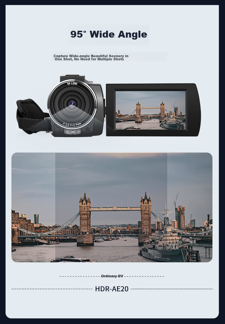 ORDRO AE20 5K Ultra HD DV Camera Dedicated Shooting Zoom Handheld Camcorder Anti-Shake Wide-Angle Wifi Connection Vlog Conference Short Video 14