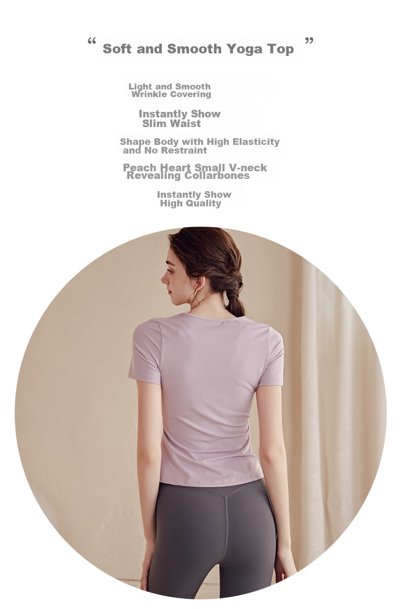 XUEXIMAN Yoga Wear Women's Top, Sports Slim-Fit Short-Sleeve T-Shirt, Running Quick-Dry Pilates Training Fitness Top 2