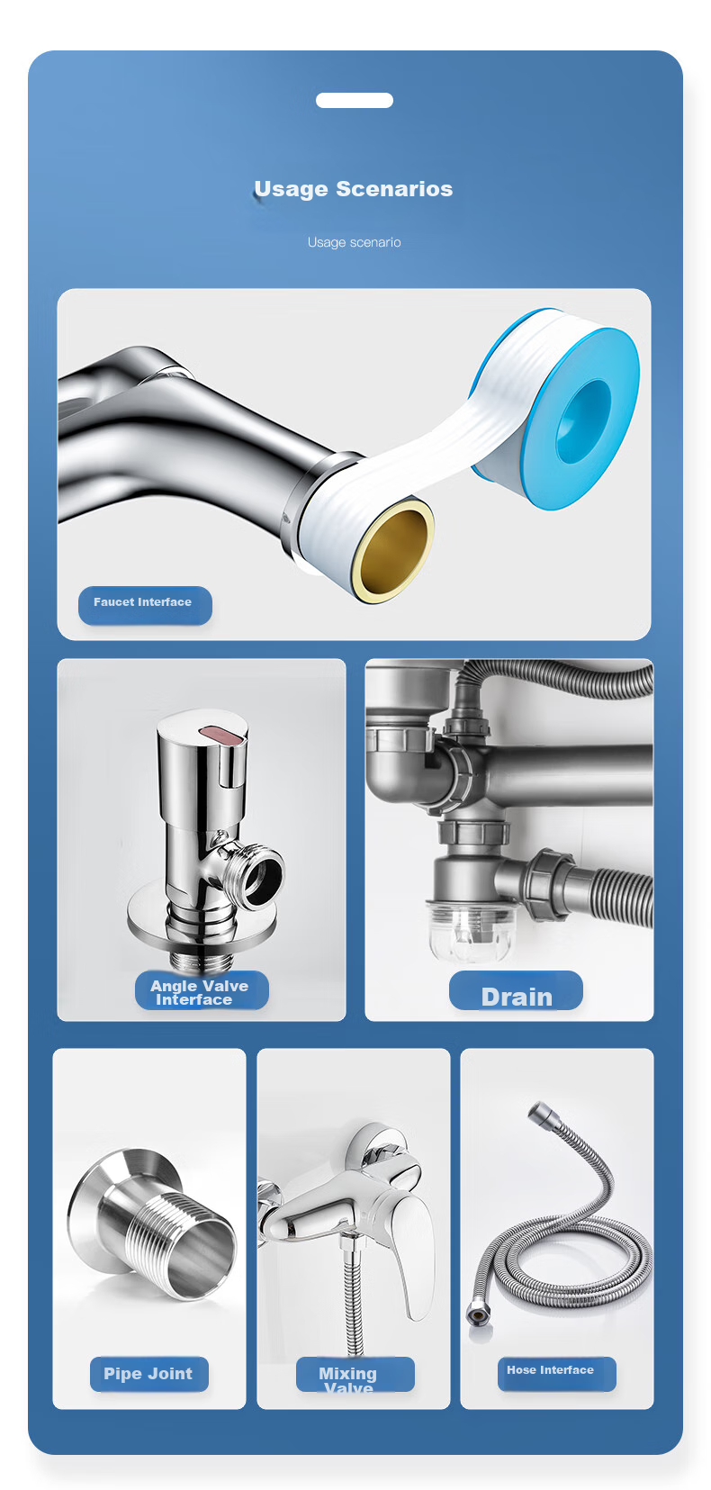 Haili PTFE Thickened Sealing Waterproof Tape, Gas Birth Tape, Angle Valve Kitchen And Bathroom Accessories L100 3