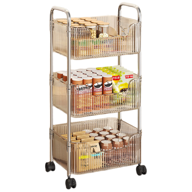 Shunyou Floor-Standing Transparent Storage Rack, Multi-Layer Movable Cabinet for Snacks And Cosmetics, SY-646
