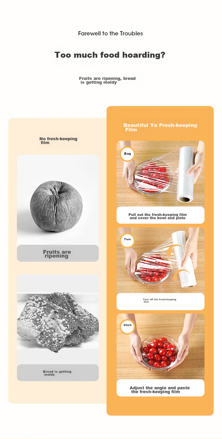 MARYYA Food-Grade Disposable Cling Film, Small Size, Perforated for Home Use, Heat-Resistant, Microwave-Safe, 20cm X 150m 3