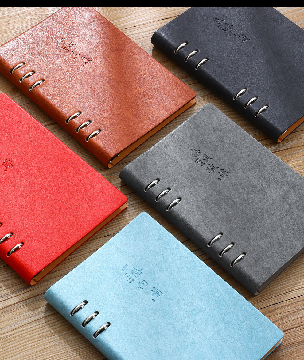 Jiaranheng A5 Thick Loose-Leaf Notebook, Creative Inspirational Cover, Business Office Stationery, Removable Refillable Pages, Meeting Record Book, Customizable, Gray 11