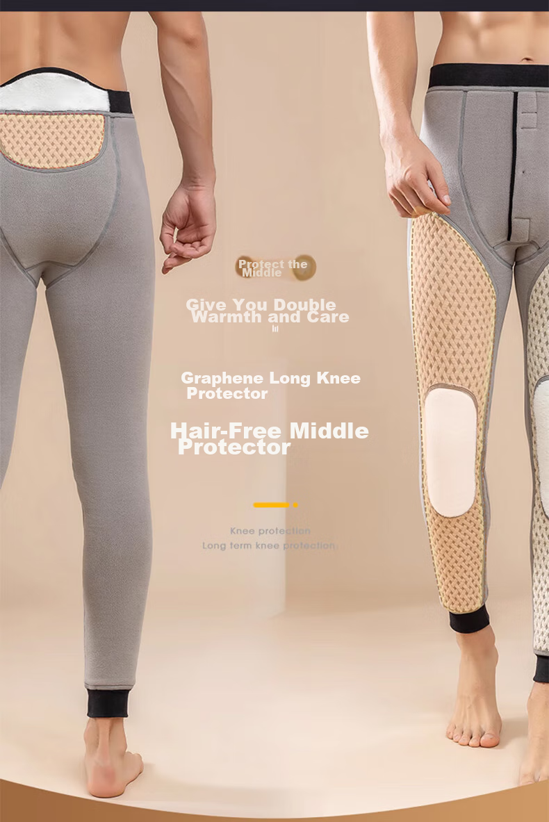 LangSha Thermal Underwear for Men [2026 Fall New Arrival], Fleece-Lined Thick Graphene Knee Protection Base Layer Pants, Extra Thick Cotton Pants for Northeast China 6