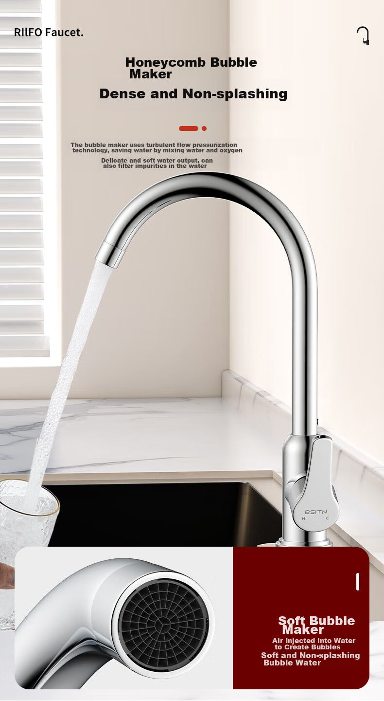 BSITN Brass Kitchen Wall-Mounted Single Cold Faucet Swivel Quick-Open Faucet B2135 8