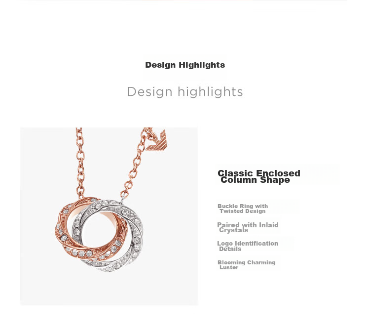 EMPORIO ARMANI Women's Necklace, Rose Gold Double-Ring Pendant, Birthday Gift for Girlfriend, EGS3004221 4