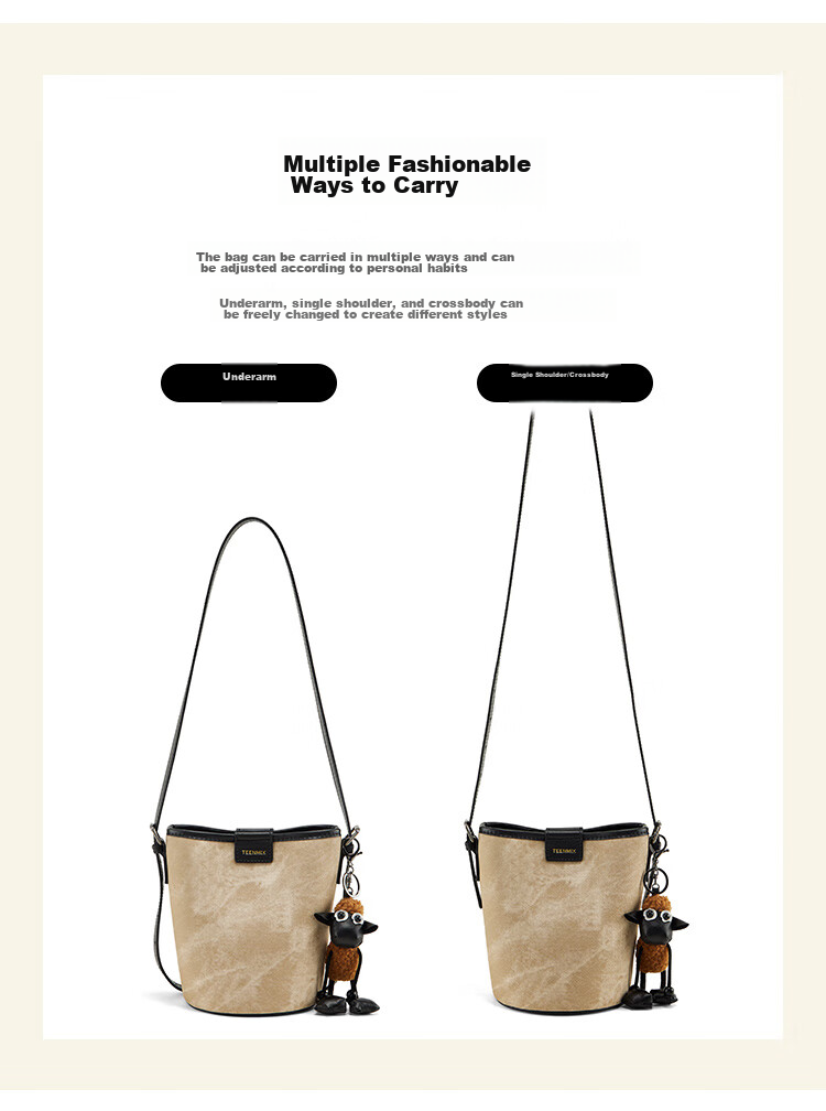 TEENMIX Leather Handbag, Women's Crossbody Bag, Versatile Bucket Bag, Shoulder Bag for Women, Valentine's Day Gift for Girlfriend 14
