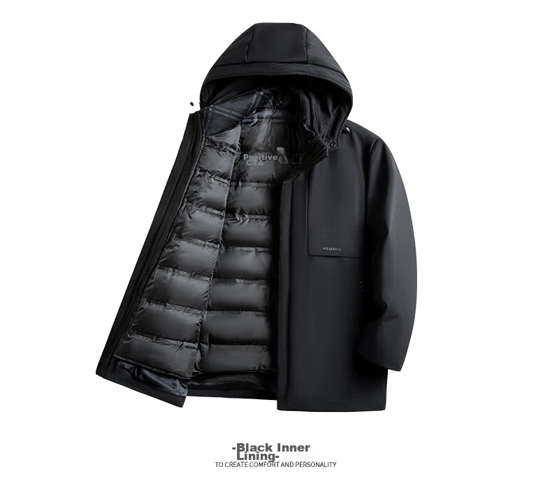 Yalu Five-In down Jacket for Men, Winter Thickened Goose down, Business Style with Detachable Inner Lining, Middle-Aged Men's Large Goose Coat 22