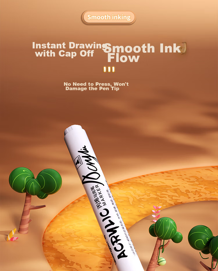 GuangBo Soft Tip Acrylic Markers, 12 Colors, Water-Based, Large Capacity, for Art Students, Drawing Markers, Quick-Drying, Graffiti, Guka Drawing Pens, H02275 Watercolor Pens, Art Educatio 7
