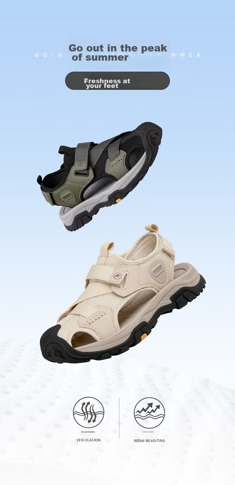 CAMEL Brand Men's Outdoor Casual Sandals, Breathable Closed-Toe Anti-Collision Beach Shoes P14M307617 Black Size 41 3