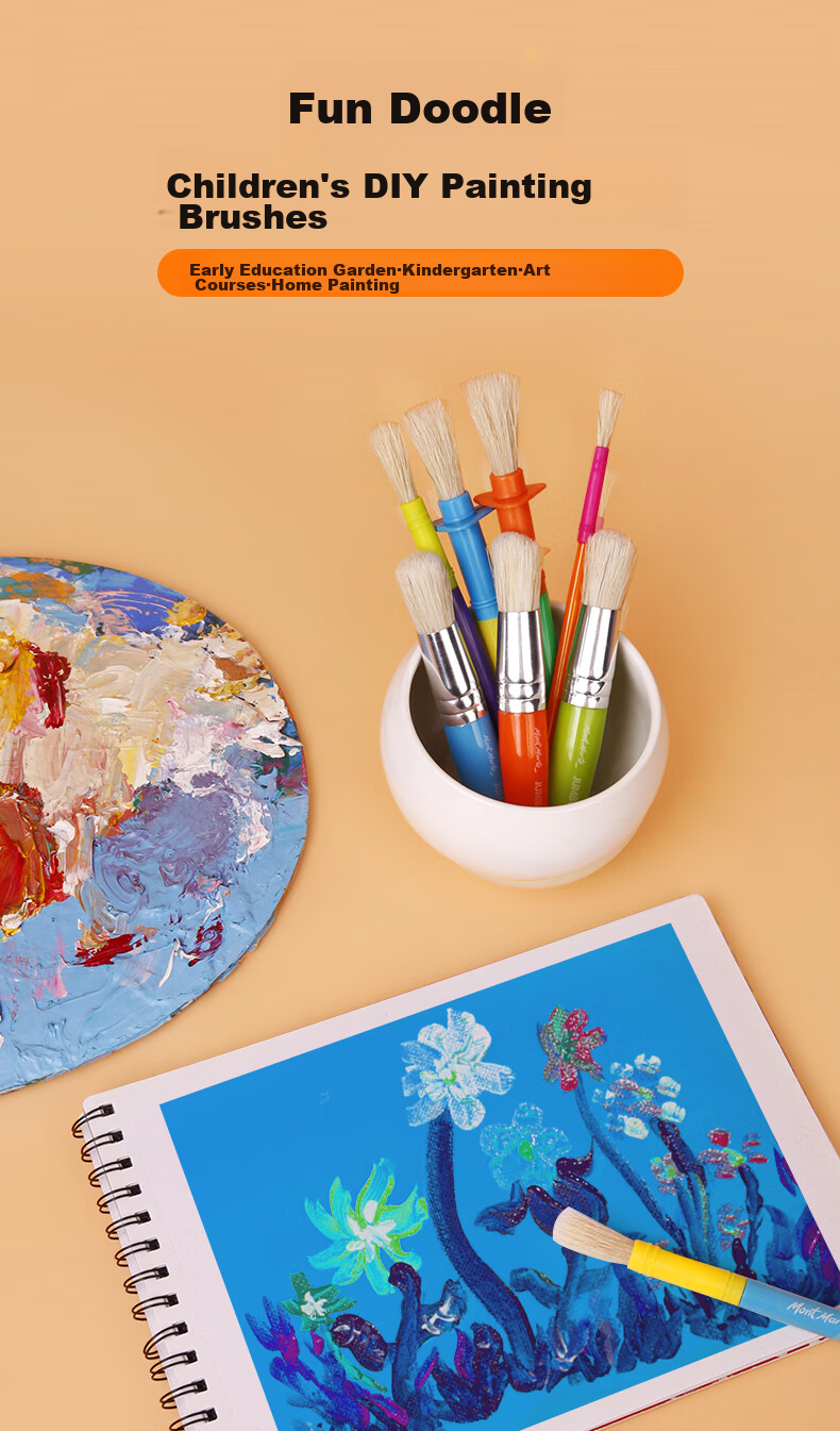 Mont Marte Children's Paint Brushes, Set of 3, Drawing Brushes for Kids, Painting Set with Paint, Creative Doodle Pens, Flat Brush, MMKC0045 Art Sketching 1