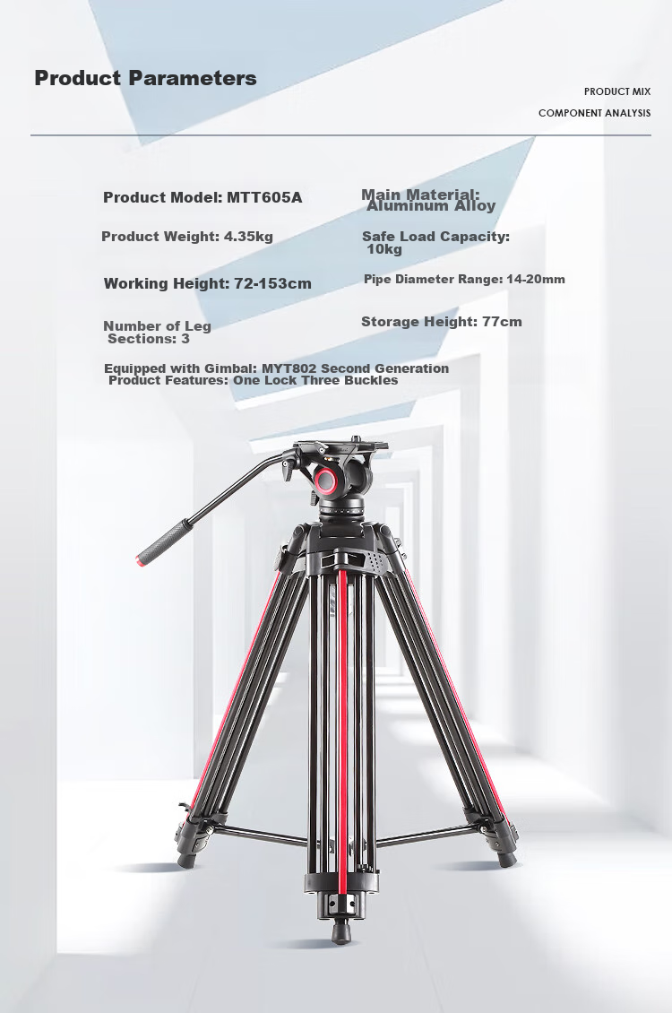 Milibo MTT615A Camera Lightweight Aluminum Alloy Tripod, Portable Photography Tripod for Mirrorless And DSLR Cameras, Bird Photography Camera Stand with Hydraulic Pan Head Kit 4