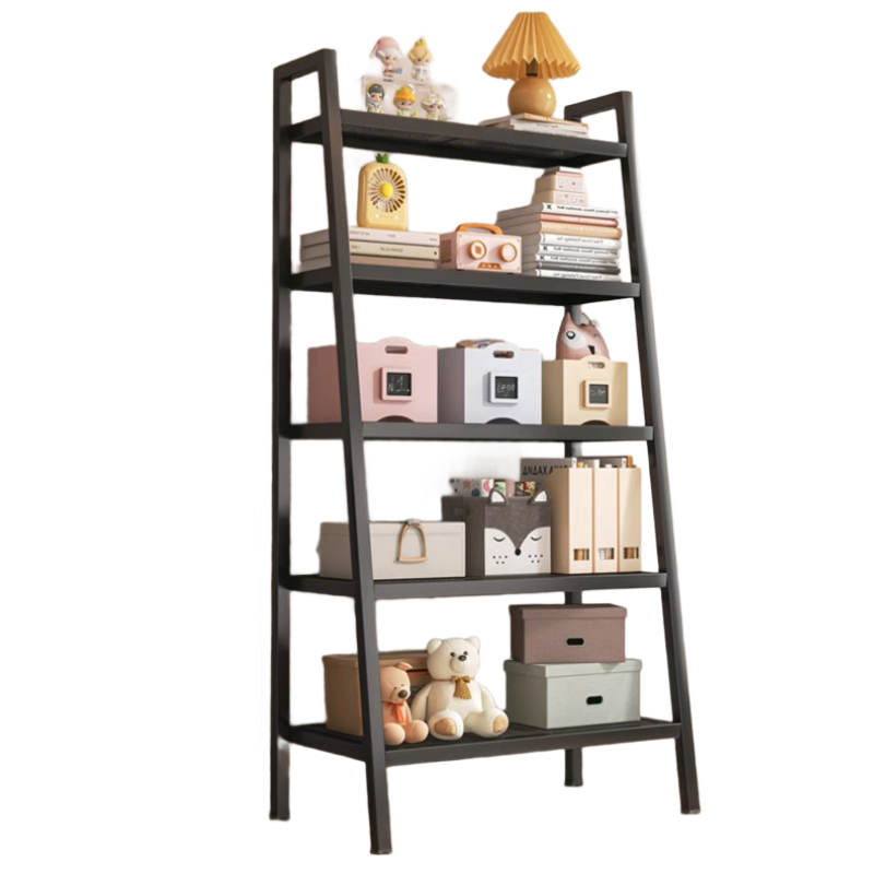 Shunyou Floor Storage Rack, Multi-Tier Iron Art Organizer Shelf for Living Room And Kitchen, Trapezoidal Design, Five Layers, White, SY-628