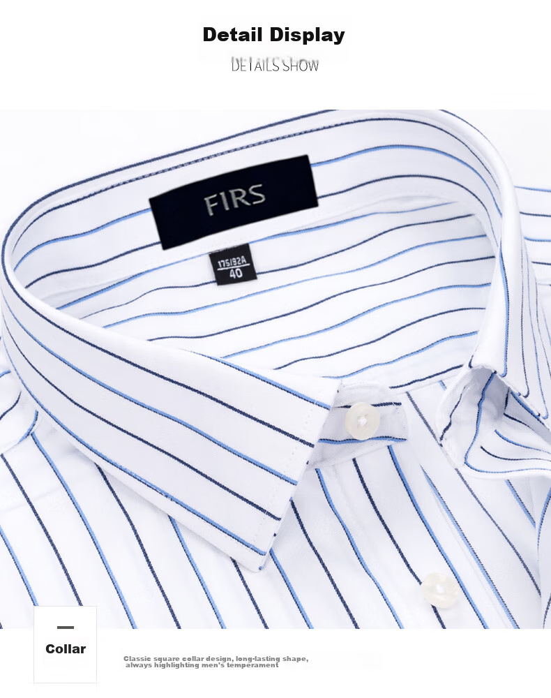 FIRS [DP Wrinkle-Free] Men's Long-Sleeve Shirt, Pure Cotton, Business Formal Wear, Dad's Dress Shirt, DP29, Size 38 17