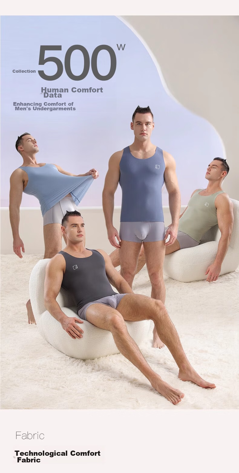 MiiOW [2-Pack] 80s Modal Men's Tank Top, Summer Thin Ice Silk Seamless Sports Quick-Dry Undershirt 3