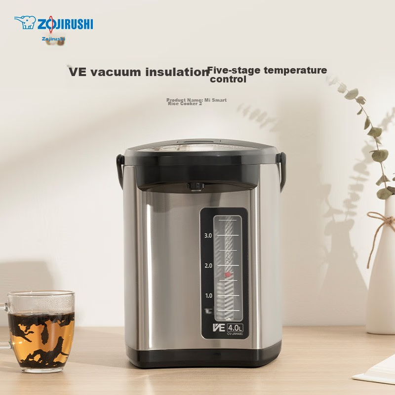 ZO JIRUSHI Electric Kettle, Vacuum Insulation, for Home And Office Use, 4L Capacity, CV-JAH40C Stainless Steel Color
