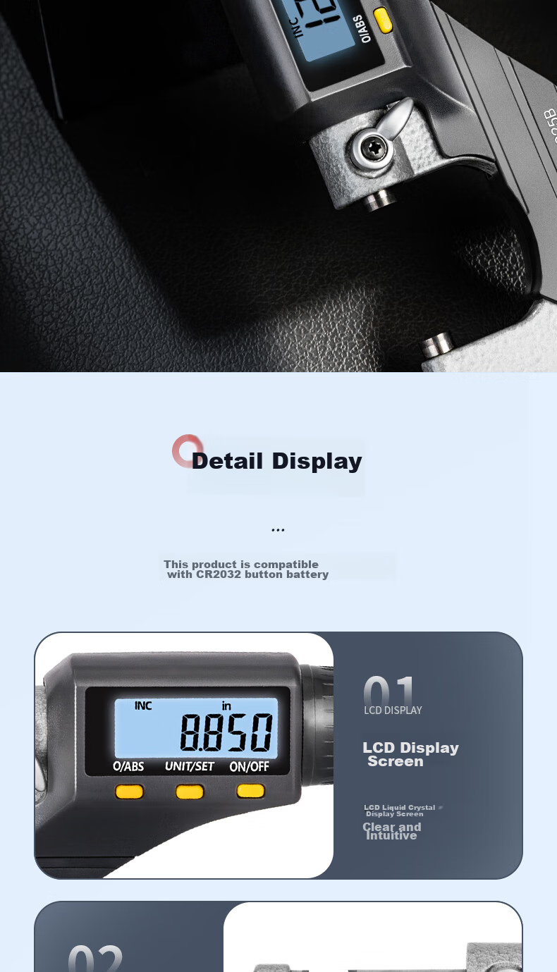 Deli Digital Micrometer with External Diameter Gauge, 0.001mm High-Precision Thickness Gauge, Vernier Caliper 12