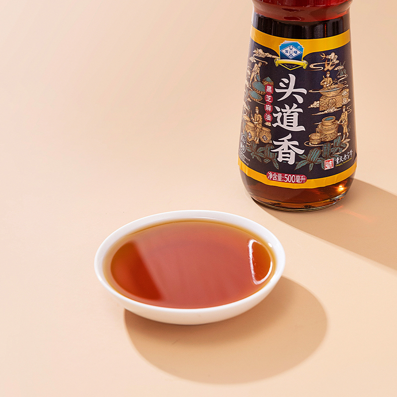 双嗒 头道香芝麻油香油 黑芝麻油 重庆老字号 400ml  玻璃瓶装