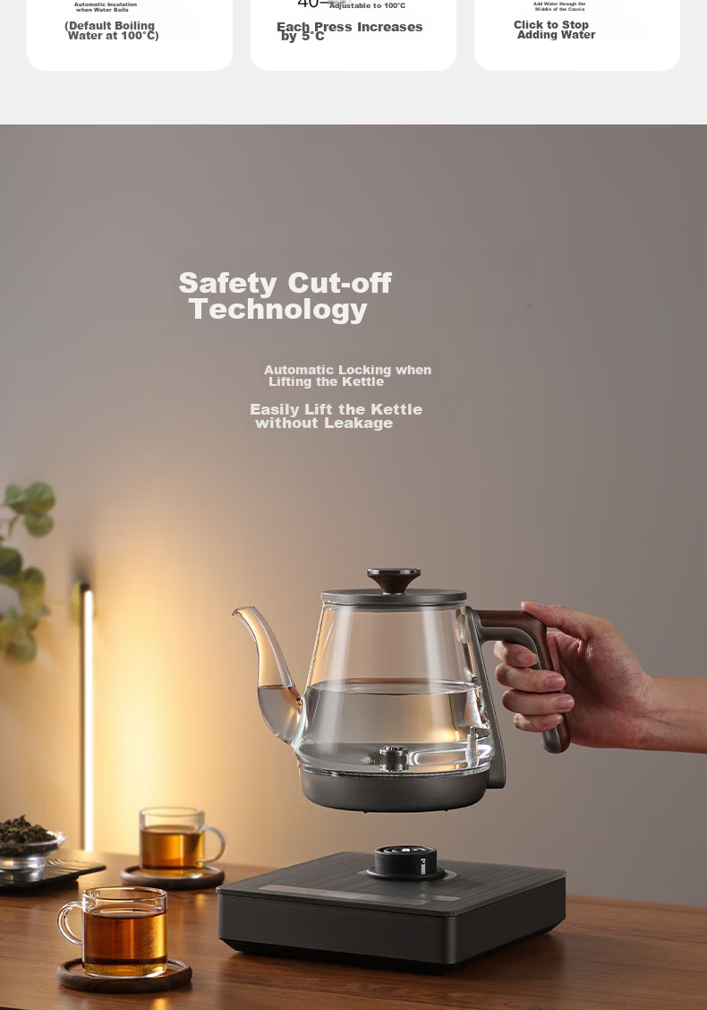 FUNORK Fully Automatic Electric Kettle with Water Pump, Glass Water Boiler for Tea Table, Integrated Tea Table And Coffee Table, Heat Preservation, Tea Brewing Utensils, Electric Tea Stove RY-D3 15