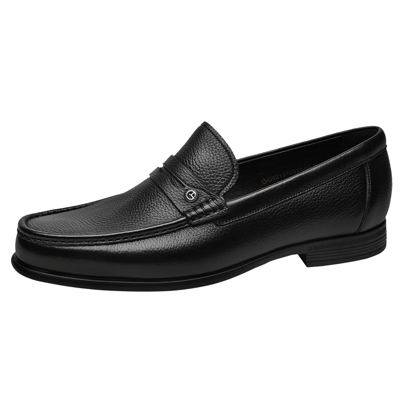 Goldlion Men's Loafers, Leather Shoes, Lightweight Comfortable Slip-On Business Casual Shoes, G521310528AAA, Black, Size 40