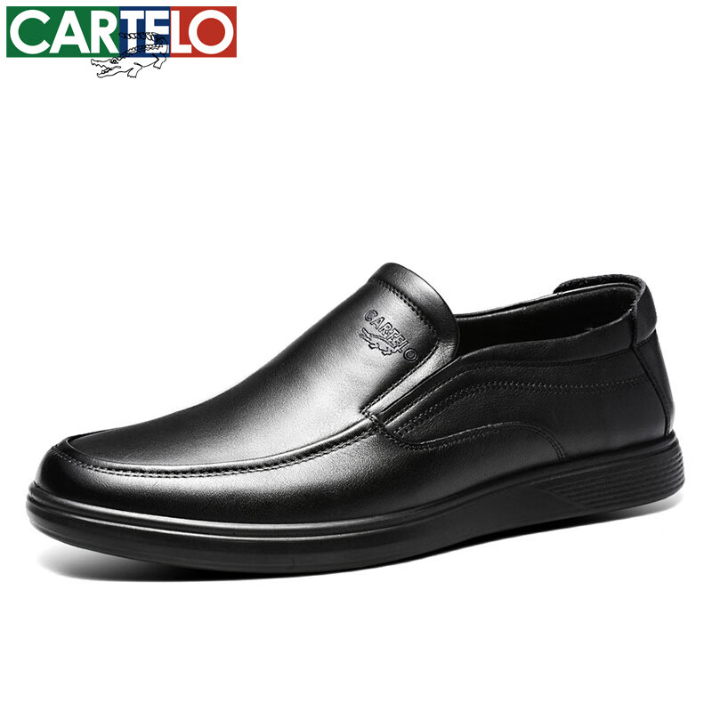 CARTELO Leather Shoes for Men, Slip-On, Casual Business Style, New Soft-Soled Formal Shoes for Middle-Aged Fathers, Breathable for Autumn And Winter Seasons